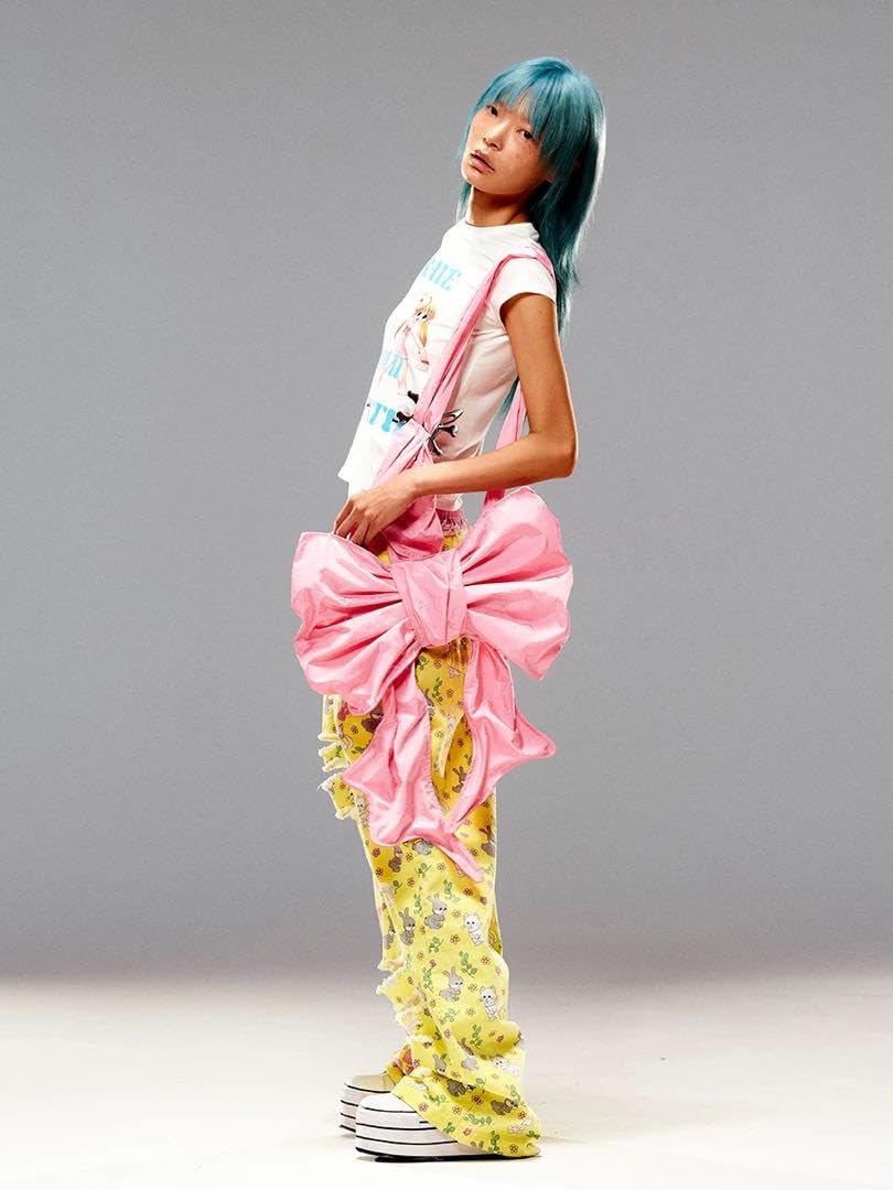 Amazon.co.jp: CFIERCE リボン ショルダーバッグ ピンクブラック 男女