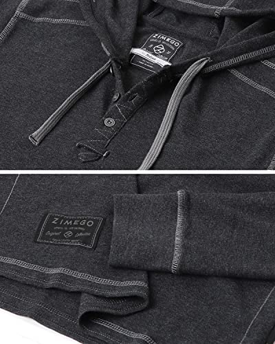 ZIMEGO Mens Waffle Pullover Hoodie - Long Sleeve Thermal Sweatshirt for Men4