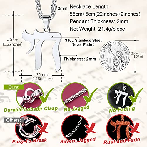 FaithHeart David of Star Necklace for Men Women, Jewish Star Pendant Necklace Stainless Steel Hebrew Amulet Jewelry, Gift Box4