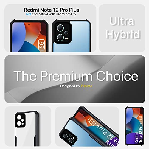Image of Pikkme Redmi Note 12 Pro Plus 5G Back Cover | Crystal Clear Transparent Back | Ultra Hybrid | Full Camera Protection | Raised Edge | Bumper Back Case (Black)