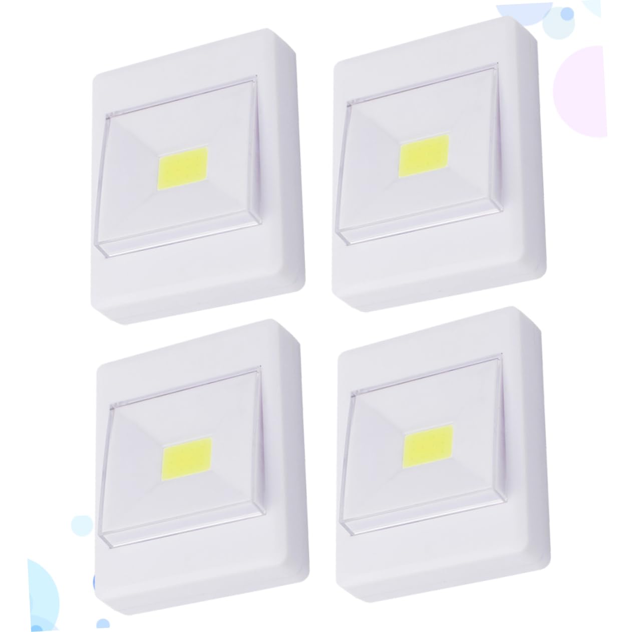SEWACC 4pcs Cob Led Wall Light Battery Operated Cabinet Light Soft Glare Illumination for Pantry Closet Bathroom Eye -Adhesive Installation Random Style