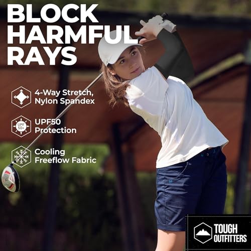 Image of Tough Outdoors UV Arm Sleeves for Men Women - Sun Protection Sleeves - Compression Golf Baseball Cooling Tattoo Arm Sleeve