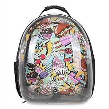 PetGains PGIB Panoramic Travel Carrier Carrying Space pet Backpack cat Bag (Psychedelic Print)