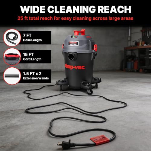 Image of Shop-Vac 6 Gallon Ultra Quiet Shop Vacuum Wet and Dry, 4.5 PHP Powerful Suction Wet /Dry Vacuum with Attachments, 1-7 /8 in. x 7 Ft Hose, 15 Ft Cord, Ideal for Jobsite, Garage, Workshop & Home, 5430541