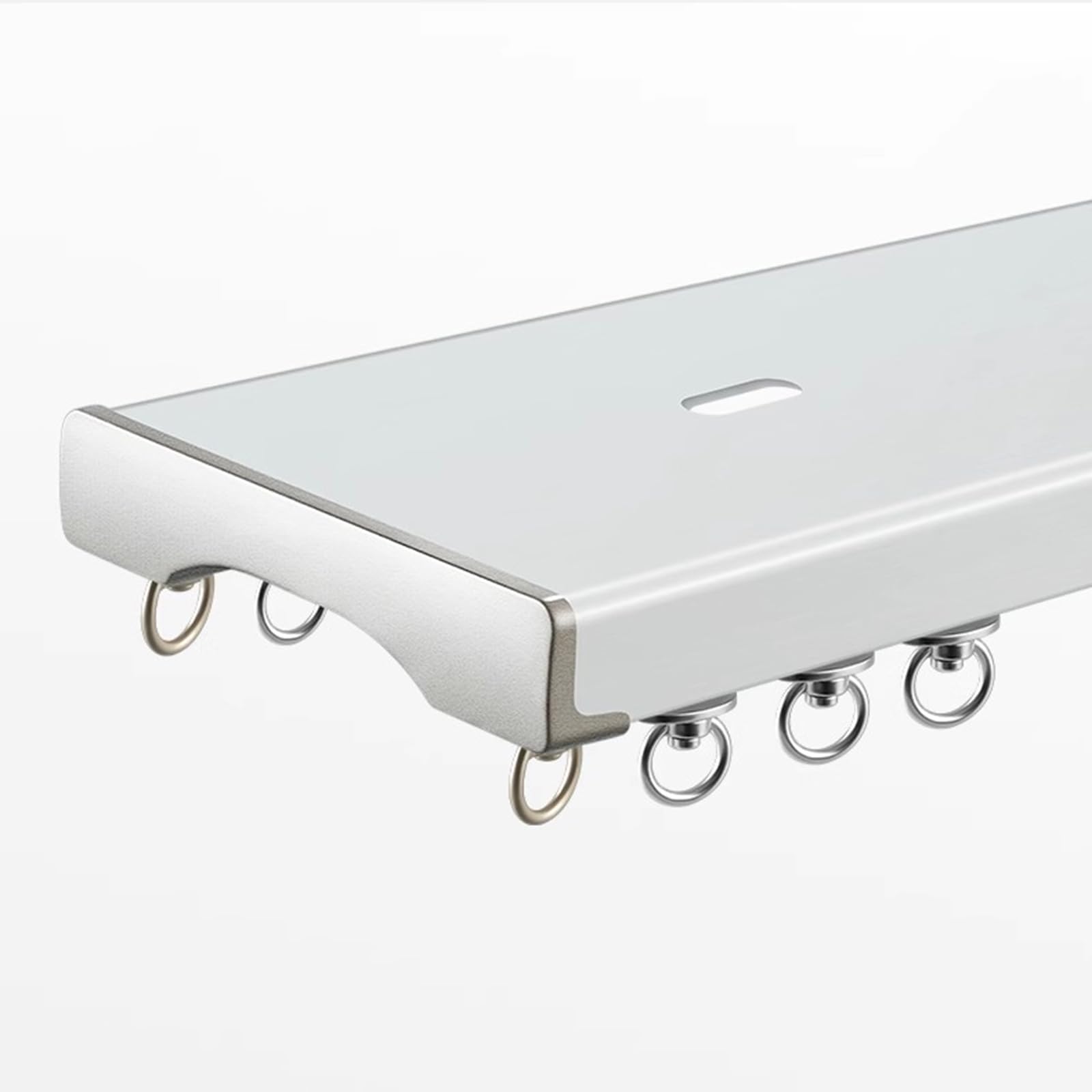 FDSGEEE 1m~5m Aluminium Curtain Rail Heavy Duty Double Tracks Ceiling Mount Conjoined Curtain Track System For RV, Bay Window Ustproof With Fittings(Size:1.5M,Color:White)