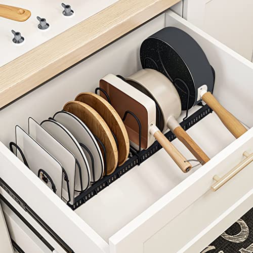 Beschase Pots And Pans Organizer, Expandable Pot Rack With 12 Adjustable Dividers, Pot Pan Lid Organizer Holder For Cabinet Countertop Cupboard Kitchen Storage #TOP5