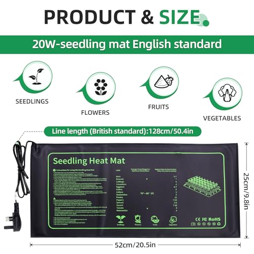 Tapis chauffant pour semis 20W imperméable hydroponique 25x52 cm - 3