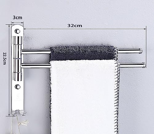 Barre porte-serviettes murale rotative sans perçage support étagère douche multifonction - 3