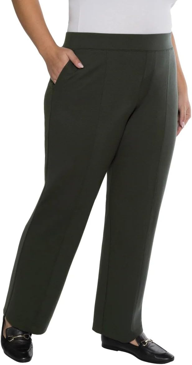 Matty M Women's Pull On Straight Leg Office Pants (US, Alpha, Small, Regular, Regular, Dark Olive) - Image 5