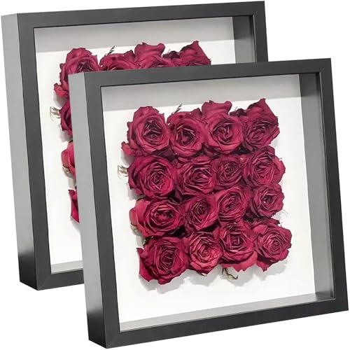10x10'' Shadow Box Frame Display Case, 2 Pack, 3D Picture Frame Deeper 3cm, Display Case Box for Memorabilia, Wedding Memories, Crafts, Tickets and Photos (Black)