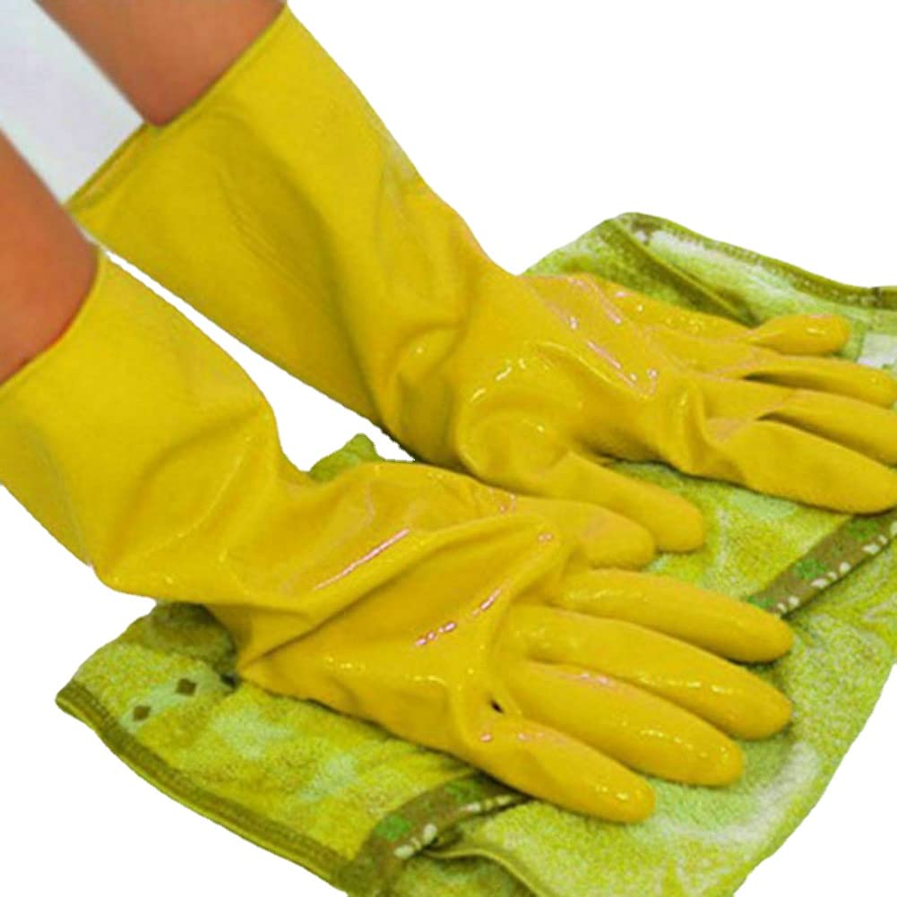 Gummi Latex Geschirr Waschen Reinigung Lange Handschuhe Haushalt Küche Handschuh Zufällige Farbe (L) Drogerie & Körperpflege