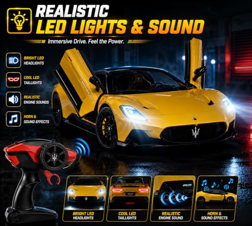 Image of Remote Control Sports Car & Off-Road SUV Toy for Kids, High Speed RC Racing with Wireless Remote, Realistic Lights & Premium Design Gift for Boys Girls (1:12 Sports car)