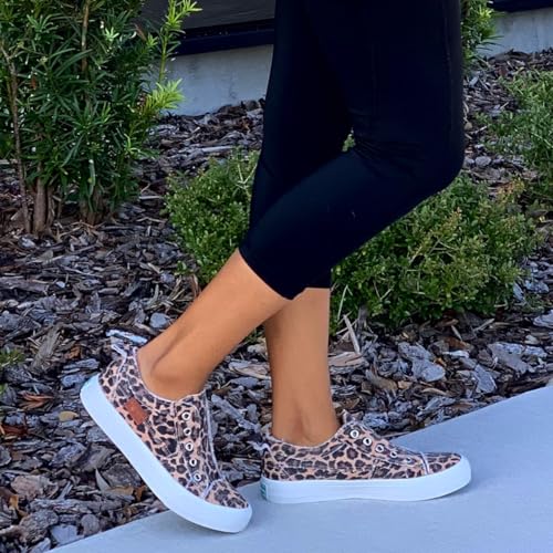 JENN ARDOR Womens Fall Slip On Fashion Sneakers No Laces Comfortable Casual Low Canvas Sneakers Flats Walking Shoes Leopard Print - image 2