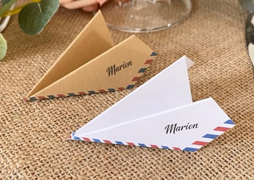 Marque place origami avion pour mariage anniversaire thème Destination/voyage, décoration de table