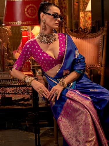 Image of AKHILAM Women's Satin Silk Bagh Printed Saree With Unstitched Blouse(KNTKLX391001 RJ Parent)