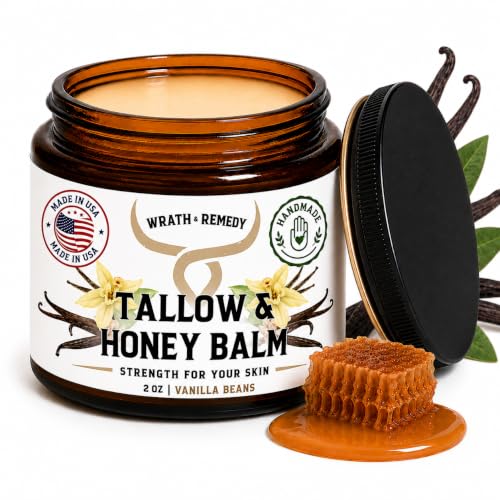 Organic Beef Tallow for Skin, Handcrafted, Concentrated (Vanilla, 2 oz)