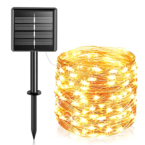 Cadena de luces solares para exteriores, de Bigzom, 24 m, 240 ledes, luz blanca cálida, resistente al agua, 8 modos, batería de 1200 mAh, para jardín, balcón, terraza, puerta, patio, fiesta Cover