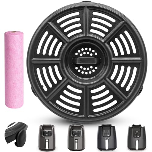 Air Fryer Tray for Ninja AF100UK 3.8L 4 in 1 AF160UK 5.2L 6 in 1 AF150 Air Fryers, 8.2 in Round Air Fryer Accessories Grill Pan Rack Grill Plate Crisper Plate Replacement Parts