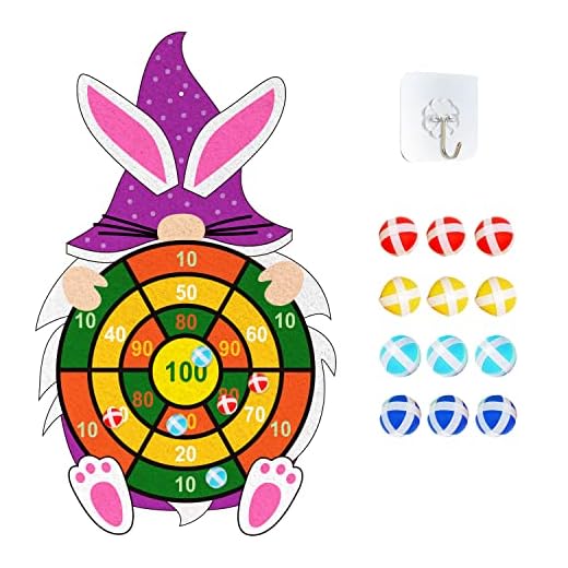 Easter Theme Dart Board Game Set, Gnome Party Board Games with 12 Stick Balls, Happy Easter Outdoor Games for for Boys Girls Teens Adults Gifts, Cute Easte Party Games Yard Toys