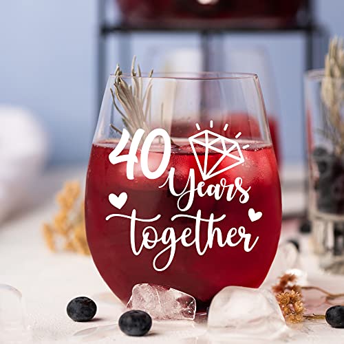 Agmdesign Happy 40Th Anniversary Wine Glass, 40 Years Together , Wedding Engagement Gifts For Women Men, 40 Year Anniversary Party Decor, His And Hers Gifts Ideas For Anniversary #TOP2