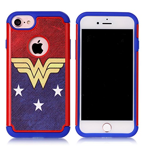 iPhone 8 Case,iPhone 7 Cover - Female Super Heroine Pattern Shock-Absorption Hard PC and Inner Silicone Hybrid Dual Layer Armor Defender Skin Case Cover for Apple iPhone 7 and Apple iPhone 8