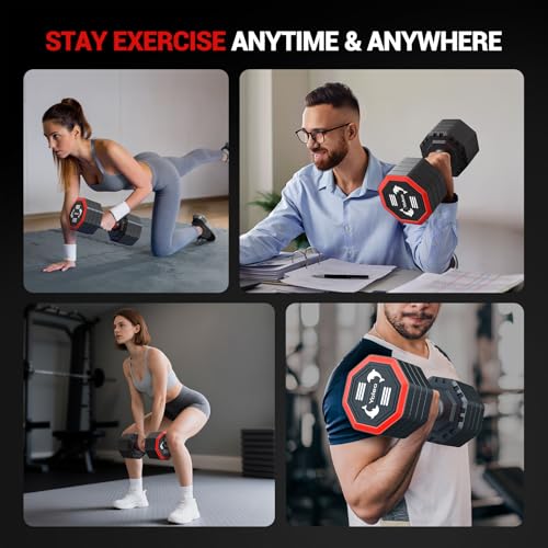 Image of YOLEO Adjustable Dumbbell Set, Weights Dumbbells Set at Home Workout Equipment, 4 in 1 Each Premium Tai Chi-Style Rotary Mounting Adjustable 10 /15 /20 /25 lb dumbbells, with TPU Soft Rubber Handle Suitable Men /Women Updated 2.0