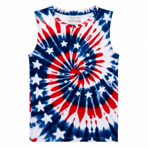 HH Family Kids 4th of July Tank Top Boys Girls Patriotic Sleeveless Shirt USA Flag Star Stripe Summer Outfit (US Numeric 8 Regular USA TD3)