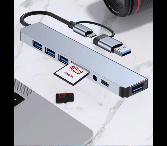 Hub USB C De 8 Puertos - Con USB 3.0, Lector De Tarjetas SD/TF, Audio, Para Laptop, MacBook, PC
