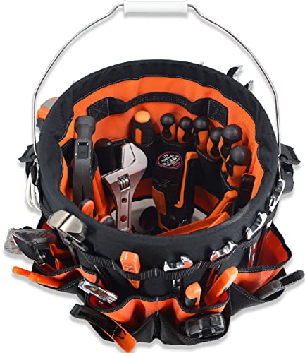 WELKINLAND 1,8 l Eimer-Werkzeug-Organizer, 48 Taschen, Schwarz mit Orange, 5 Gallonen, Wasserfest, PORTABLE_TOOL_BOX – Ansicht 3