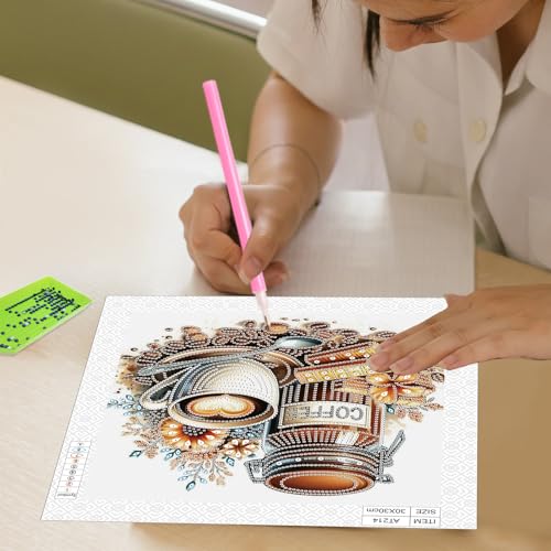 Image of AiYuanzsh 5D Special Shape Diamond Art Kits for Beginners, Diamond Art Painting Kits for Adults, Crystal Rhinestones Diamond Art Painting for Home Wall Decoration Gift 12x12 inch, Coffee