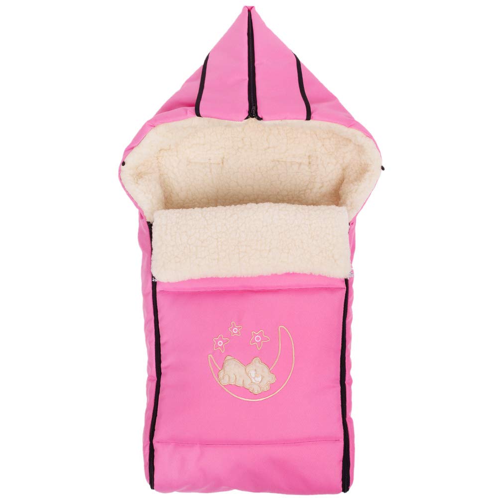Coprigambe invernale per passeggino, ovetto, sacco nanna in lana d'agnello, sacco nanna invernale, 40 x 90 cm, Colore: rosa., casual
