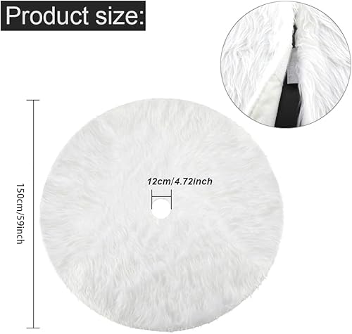 Miniatura 2 de Konsait - Pie de árbol de Navidad de felpa, adornos para el árbol de Navidad, redondo de color blanco como la nieve, cubierta para la base del árbol