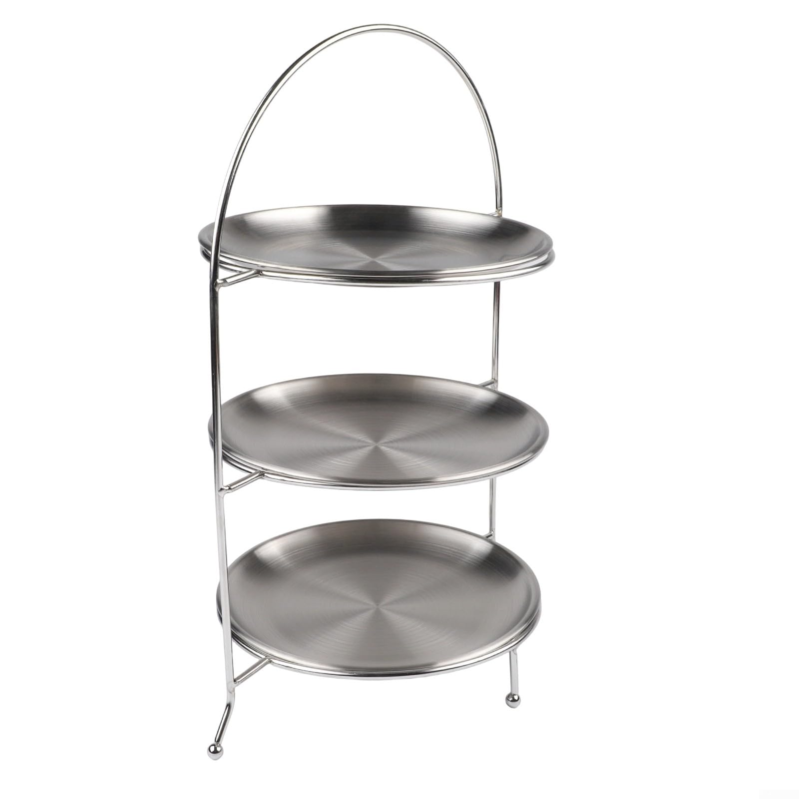 Mensola da portata in acciaio inox a 3 piani per dessert e snack, alzata rotonda per torte in acciaio inox 304, lavabile in lavastoviglie, vassoio moderno per buffet e feste, argento (argento)
