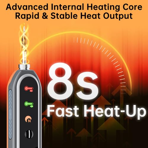 Image of Cordless Soldering Iron Kit, 8s Fast Heat-Up, 1400mAh Rechargeable Battery, Type-C Charging, Adjustable Temp 180~450 ℃, 3 Replaceable Tips, Wireless Soldering Pen for DIY Electronics Repair (Orange)