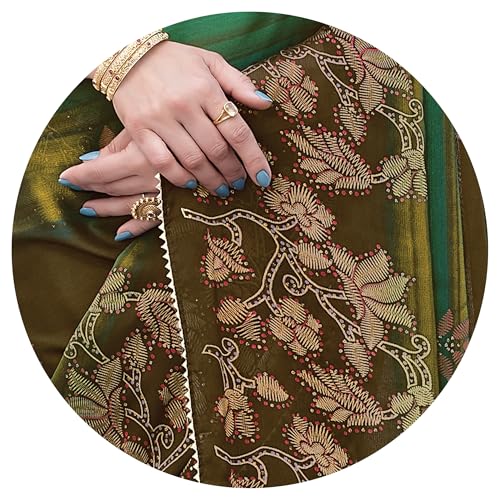 Image of MIRCHI FASHION Saree for Woman Chiffon Foil Work Floral Printed | Ethnic Sari for Function and Farewell with Unstitched Blouse Piece (Available in 15 Colors)