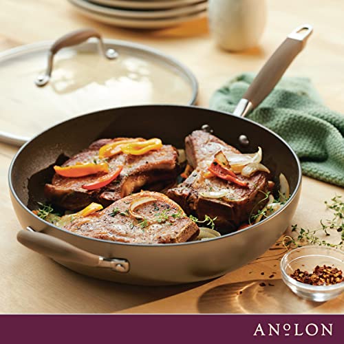 Anolon Advanced Hard Anodized Nonstick Deep Frying Pan/Skillet with Lid, 12 Inch, Aluminum, Bronze by Anolon - Image 2