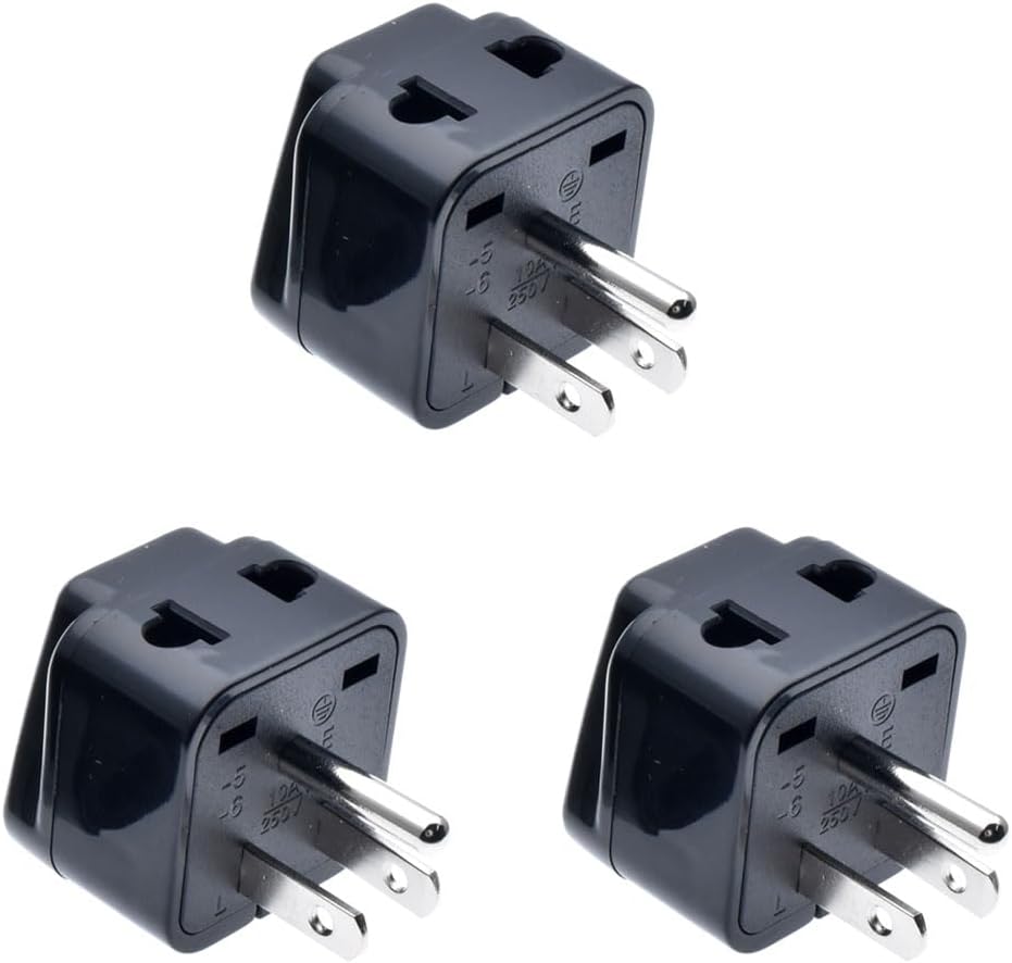 Travel Plug Adapter (Type B),Vsanstar 2 in one Universal Travel Adapter Socket for USA,Japan,Canada,Philippines - 3 Pack [Grounded & Universal]