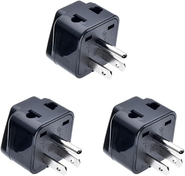 Travel Plug Adapter Type B,Vsanstar 2 in one Universal Travel Adapter Socket for USA,Japan,Canada,Philippines - 3 Pack [Grounded & Universal]