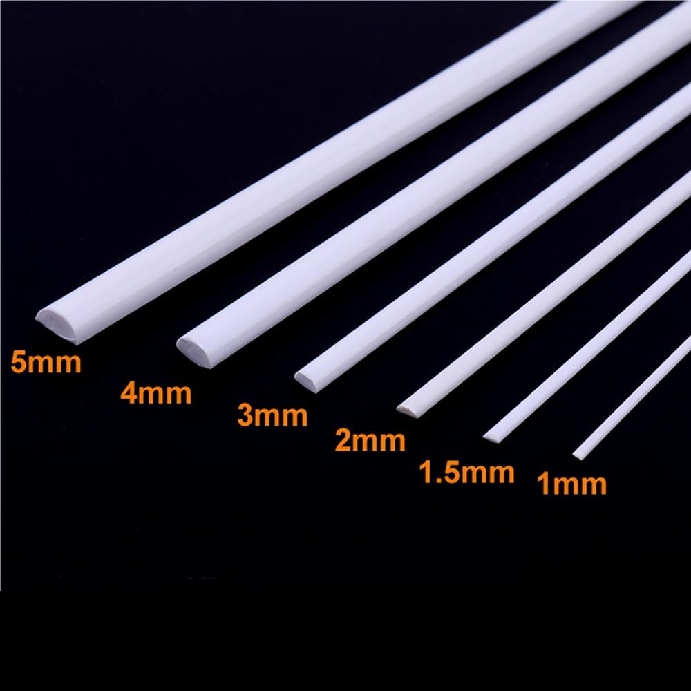 Halbrundstab aus ABS-Kunststoff, Länge 250 mm, massiver Halbkreisstab, 2 4 5 6 8 mm Kunststoffstabmaterial for den Heimwerker-Modellbau(8x250mm)