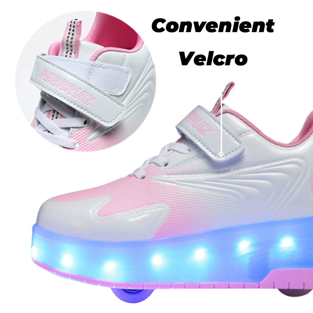 ENEN Chaussure a Roulette, Chaussures a roulettes Retractable Garçons Basket Roulette pour Enfant Fille - Roller 2 Roues Déformable Adolescents pour Intérieur Extérieur 28-40 EU