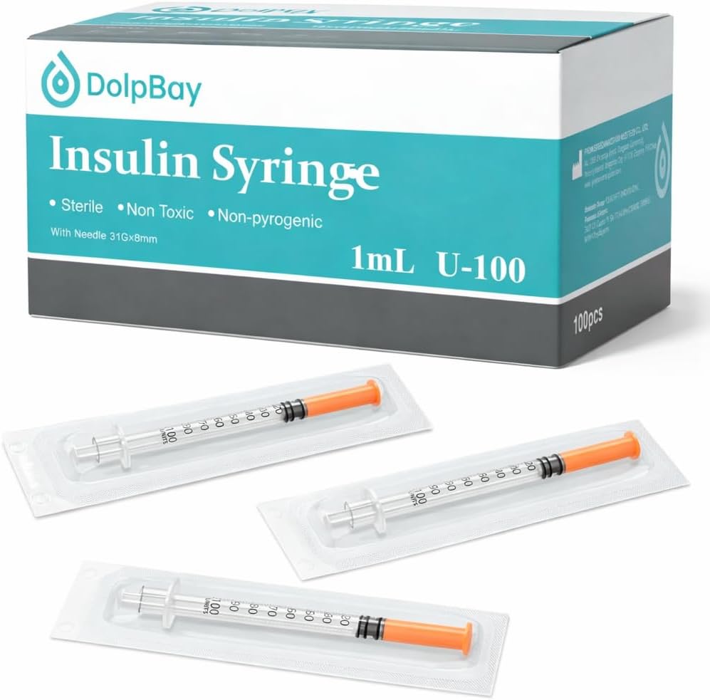 Insulin Syring, 1cc 31G 5/16" (8mm) seringe insulina, Individually Packed, Smooth & Comfortable, Pack of 100