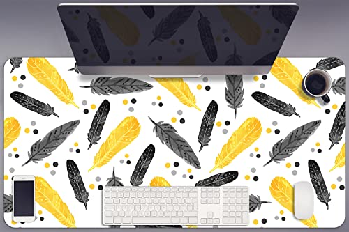 Couverture de bureau Plumes d'or noir de style raffiné avec des bords arrondis premium