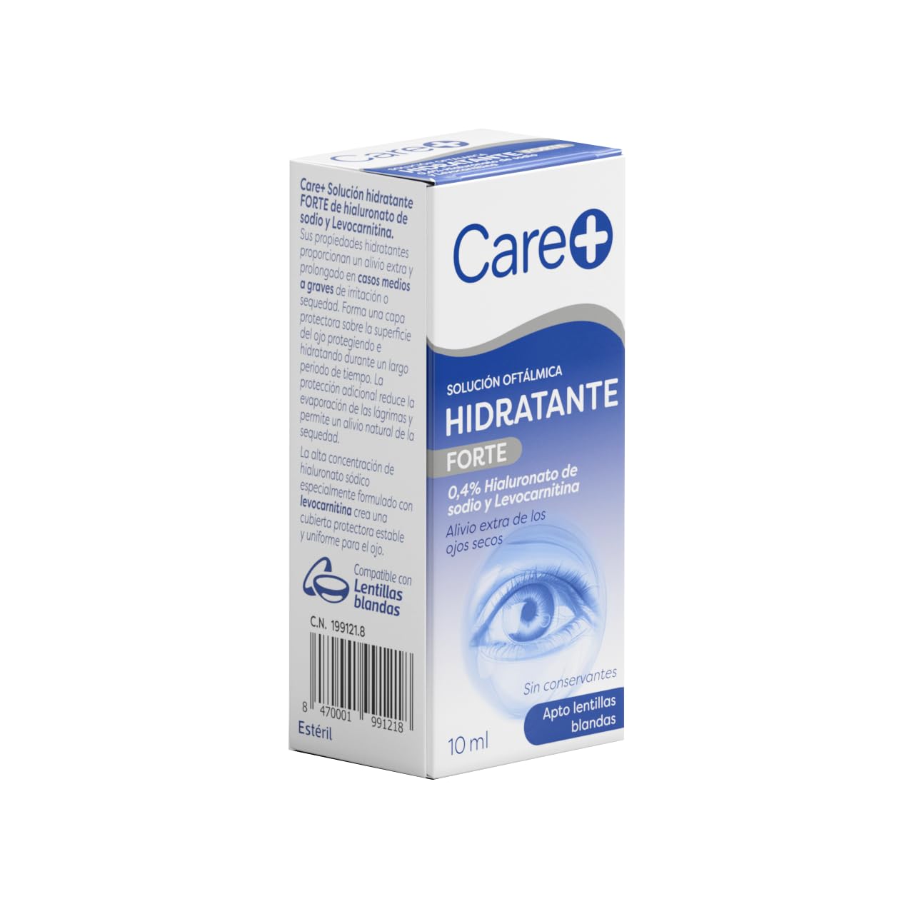 l carnitine for eyes Care+, Forte Hydrating Ophthalmic Solution, 0.4% Sodium Hyaluronate & L- Carnitine, Dry Eye Relief, Moisturizing Eye Drop, Contact Lens Compatible,  10ml x 2pcs : Amazon.es: Beauty
