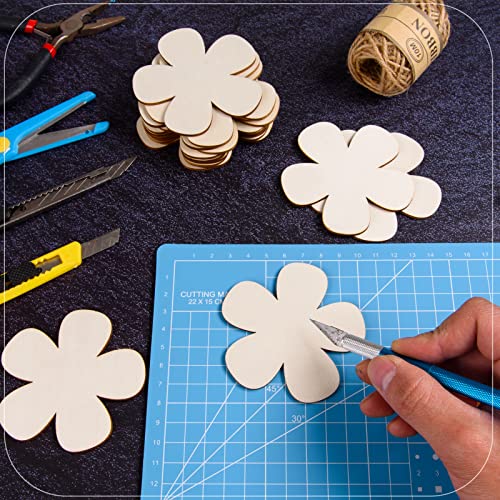 60 Pieces Wooden Flower Cutouts 3 Inch Unfinished Wood Flower Cutouts Slices Blank Wooden Flower Shape Ornaments Flower Wooden Paint Crafts For Kids Painting Diy Crafts Spring Party Home Decorations #TOP3