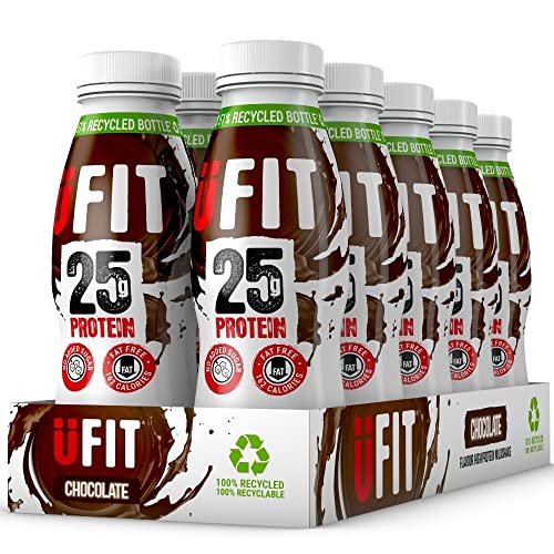 UFIT High 25g Protein Shake - Chocolate Flavour- Fat Free - No Added Sugar – Ready to Drink - 10 x 330ml (Packaging May Vary)