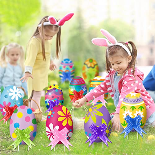 10 Pcs Easter Egg Yard Signs Plus 20 Outdoor Decorative Stakes, Colored Waterproof Signs Decorate The Easter Garden Lawn Access Walkway #TOP2