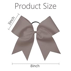 16PCS 8 Large Cheer Hair Bows Ponytail Holder Elastic Band Handmade for Cheerleading Teen Girls College Sports (Gray, 1 Count (Pack of 16))