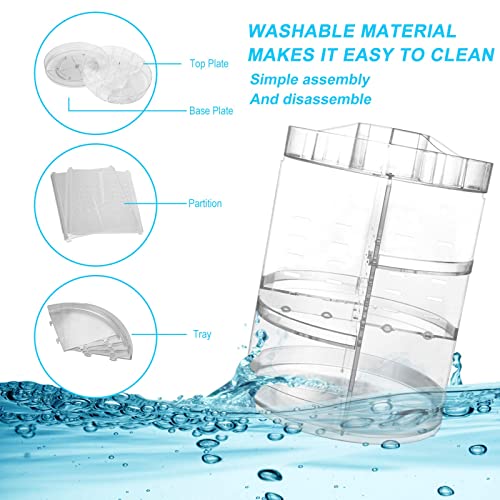 Argox 360 Rotating Makeup Organizer,Large Capacity&Adjustable Multi-Function Cosmetic Storage Box,The Perfect Makeup Organizer On The Dresser (Small, Diamond Pattern) #TOP5