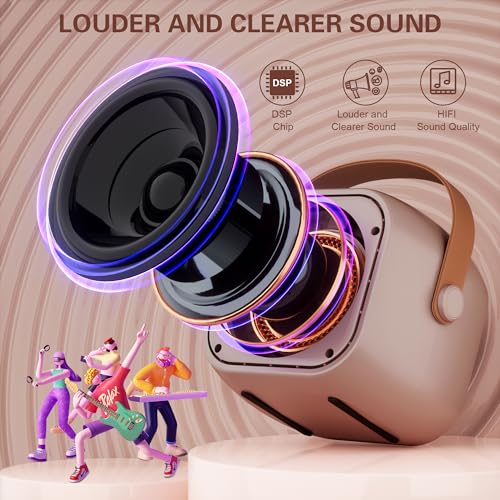 Image of Mini Karaoke Machine, Portable Bluetooth Karaoke Speaker with 2 Wireless Microphones and Party Lights for Kids and Adults, Birthday Gifts for Girls Boys Family Home Party (Rose Gold)