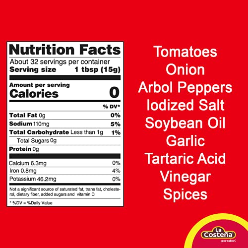 La Costeña Salsa Taquera | Classic Taco Sauce With Tomatoes And Chile De Arbol Peppers | Medium Heat | 16.7 Ounce Recyclable Bottle (Pack Of 12) #TOP4